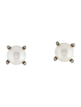 David Yurman Pearl & Diamond Stud Earrings