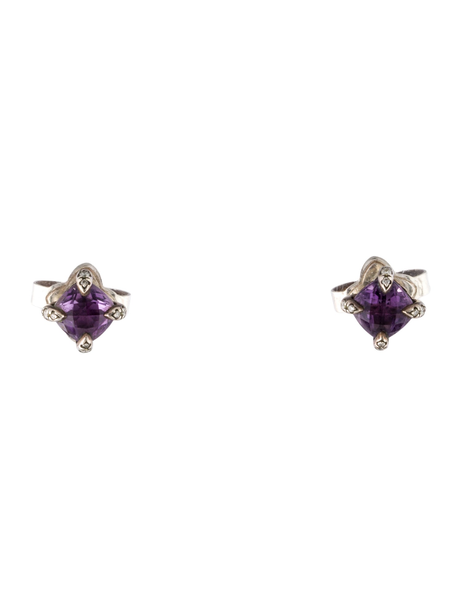 David Yurman Amethyst & Diamond Petite Chatelaine Stud Earrings