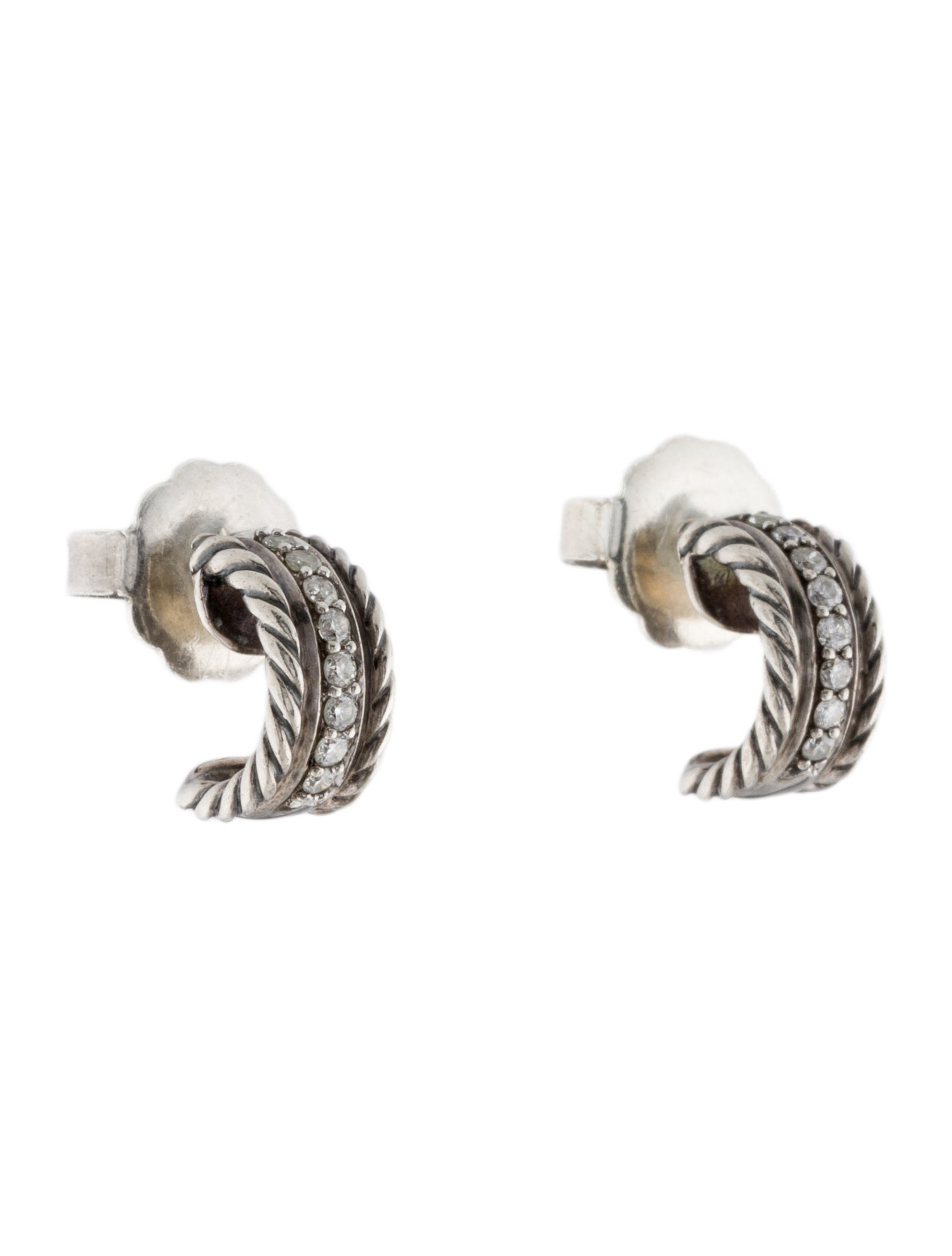 David Yurman Diamond Petite Pave Huggie Hoop Earrings
