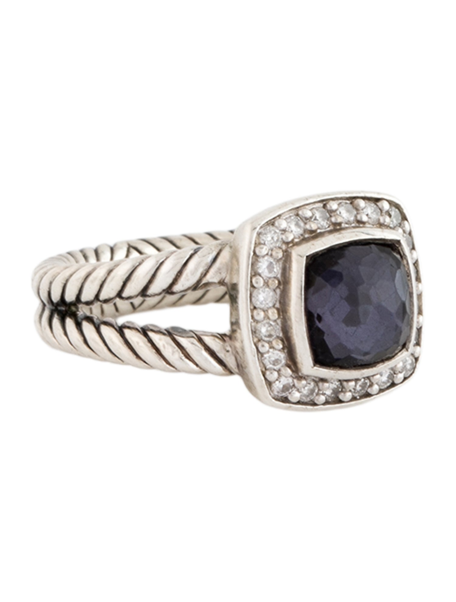 David Yurman Amethyst Hematite Doublet & Diamond Black Orchid Albion Ring