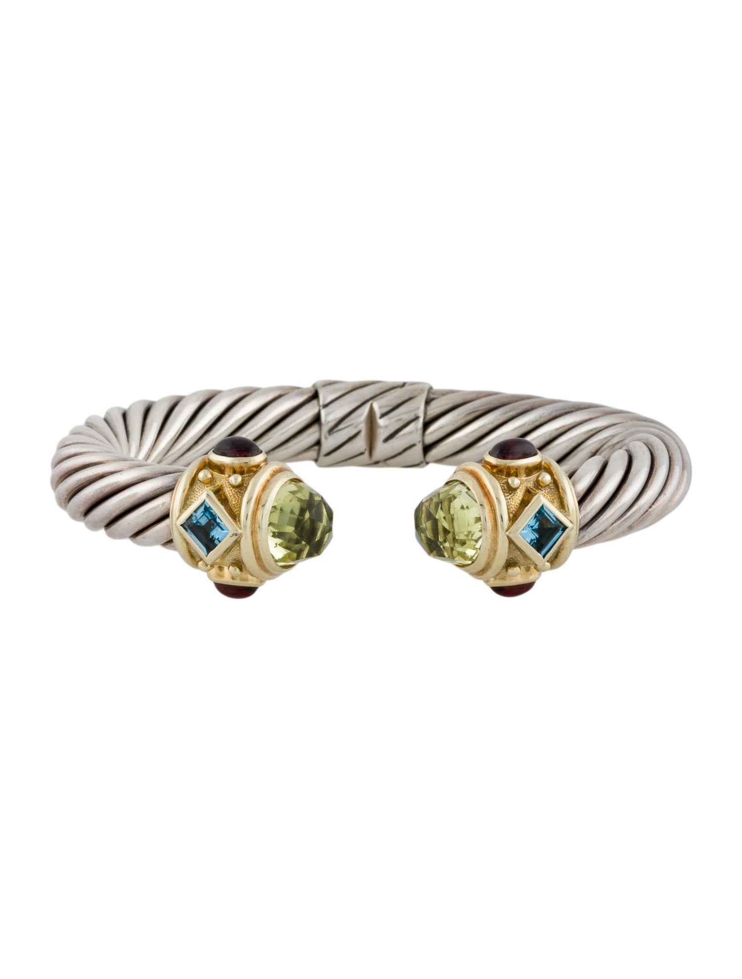 David Yurman Citrine, Topaz & Rhodolite Renaissance Hinged Cuff Bracelet