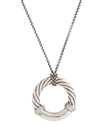 David Yurman Diamond Metro Circle Pendant Necklace