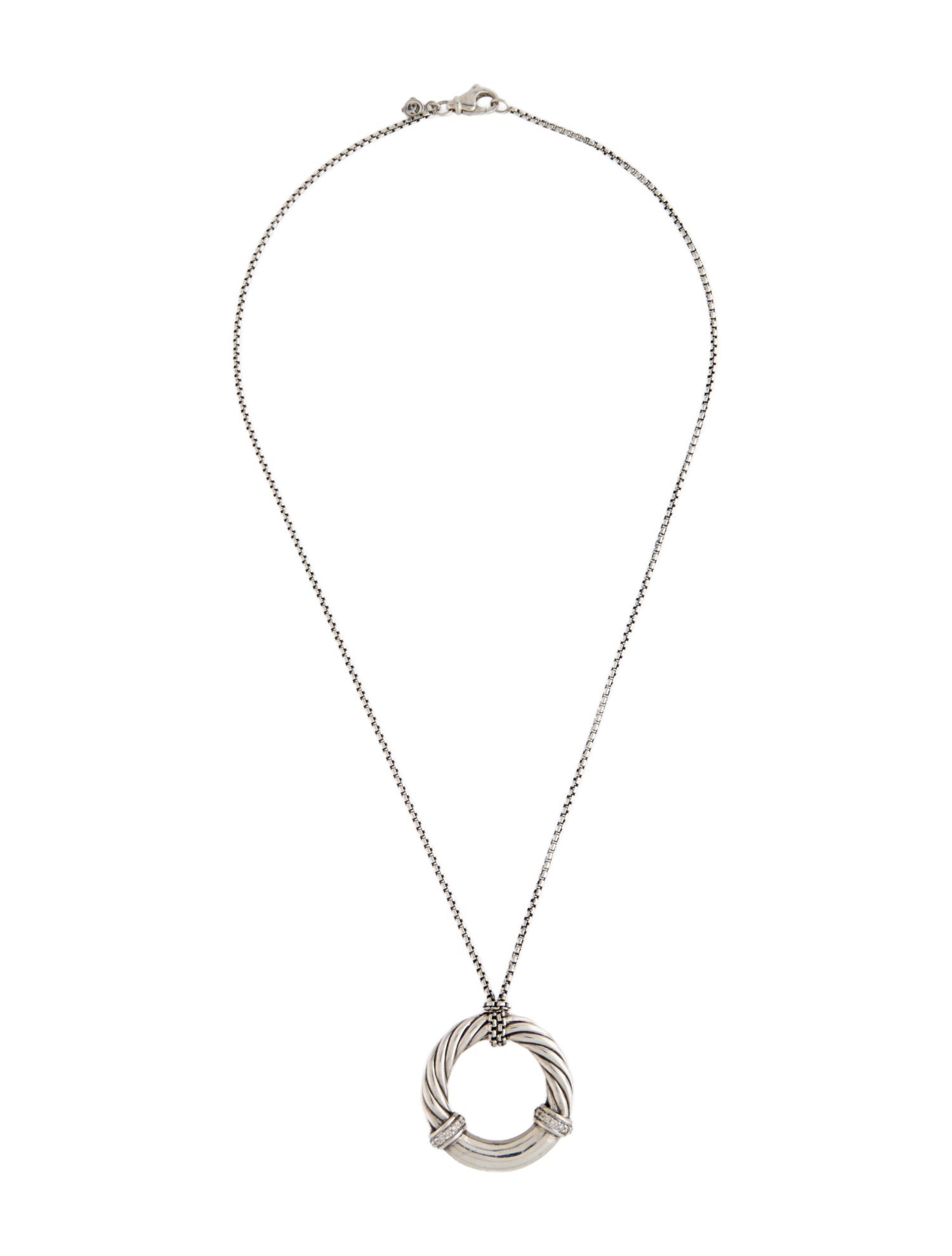 David Yurman Diamond Metro Circle Pendant Necklace