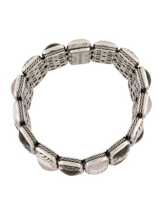 David Yurman Quartz, Mother-Of-Pearl, & Diamond Chiclet Three-Row Bracelet