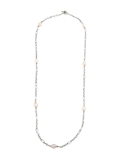 David Yurman Two-Tone Pearl Figaro Chain Necklace