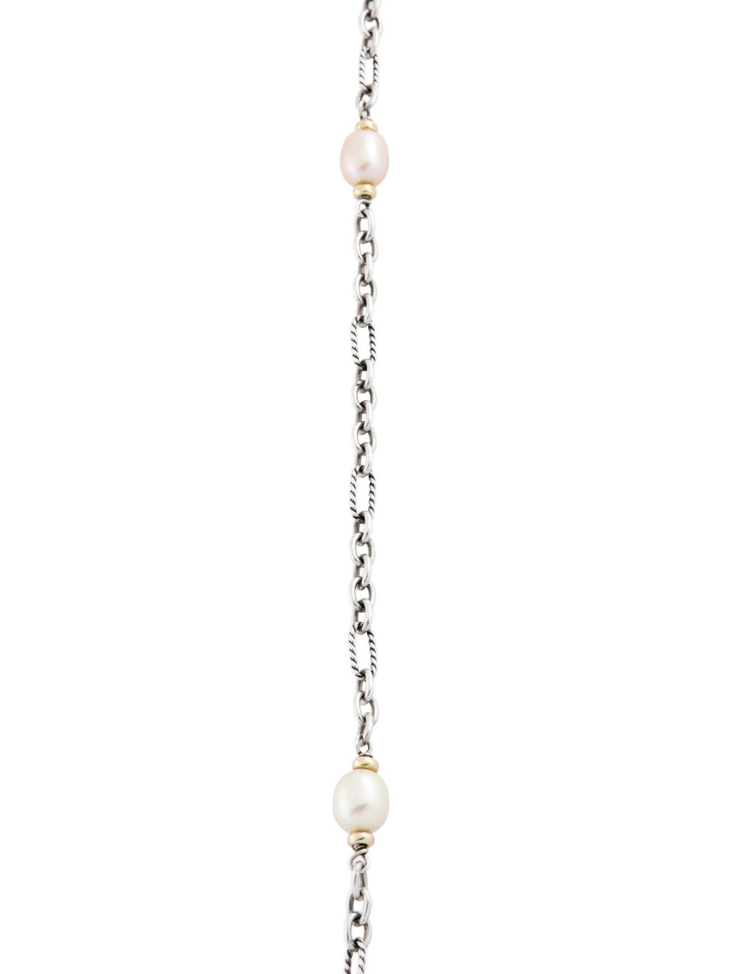 David Yurman Two-Tone Pearl Figaro Chain Necklace
