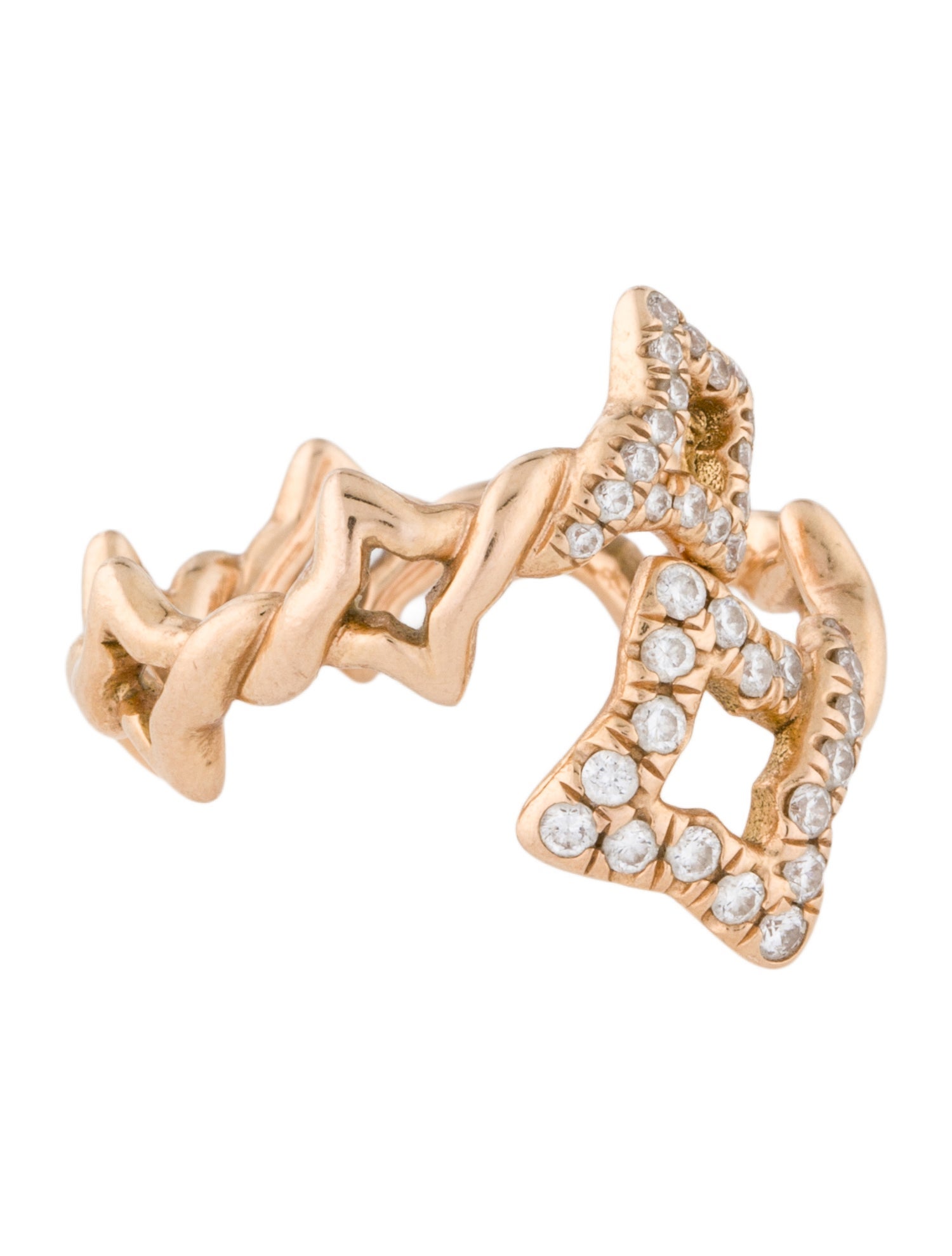 David Yurman 18K Diamond Quatrefoil Bypass Ring