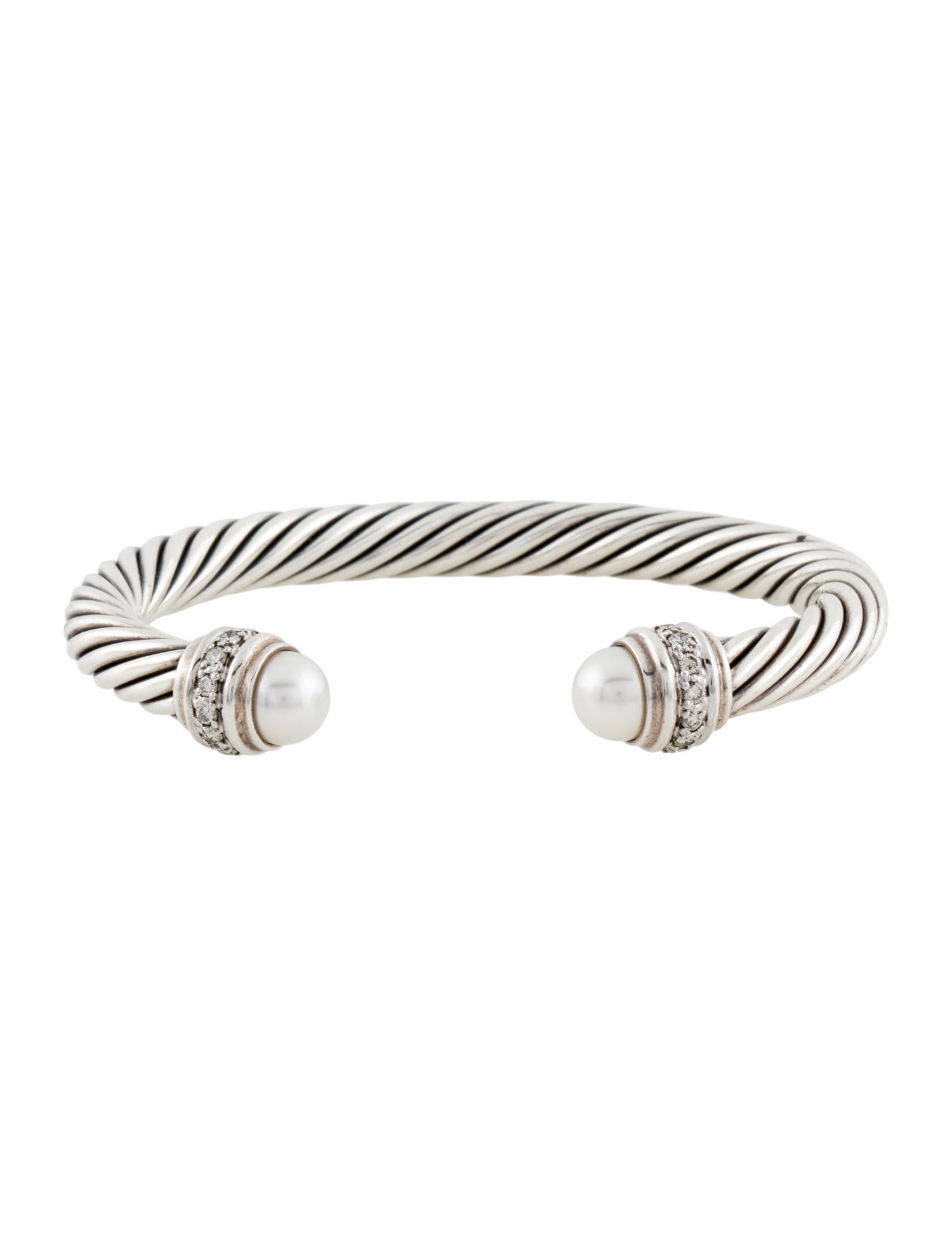 David Yurman Pearl & Diamond Cable Bracelet