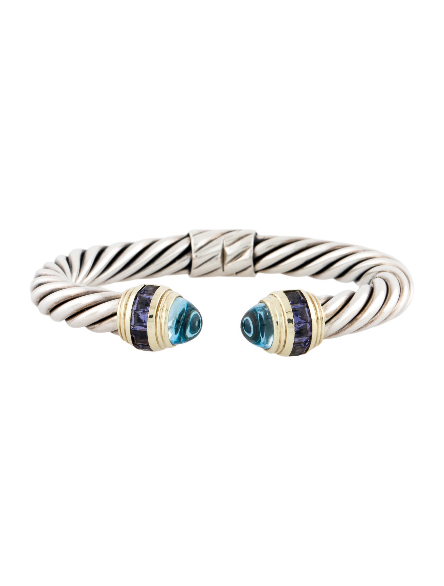David Yurman Topaz & Iolite Cable Cuff Bracelet