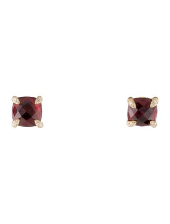 David Yurman 18K Garnet & Diamond Chatelaine Stud Earrings