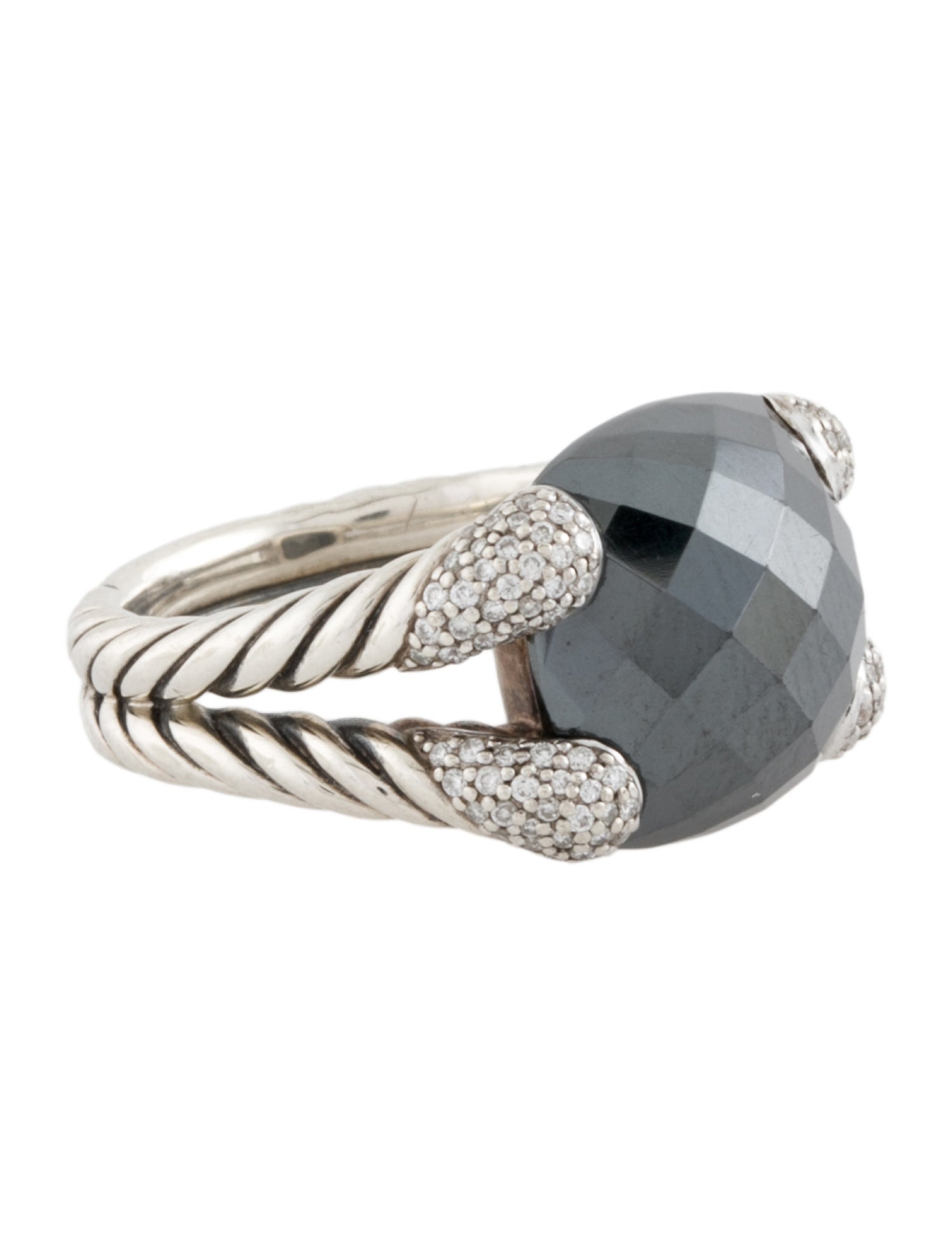 David Yurman Hematine & Diamond Willow Ring