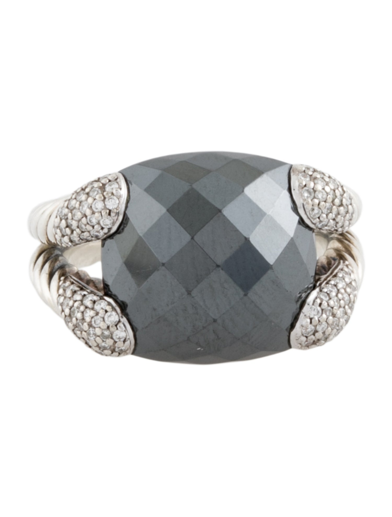 David Yurman Hematine & Diamond Willow Ring