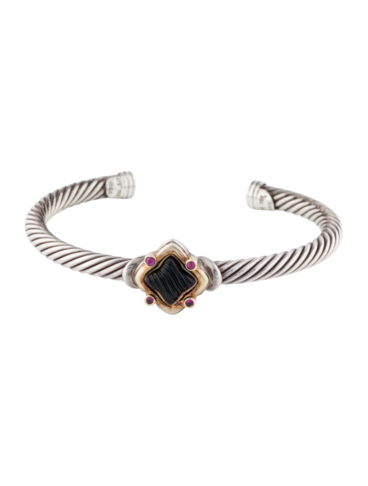 David Yurman Ruby & Onyx Quatrefoil Cuff Bracelet