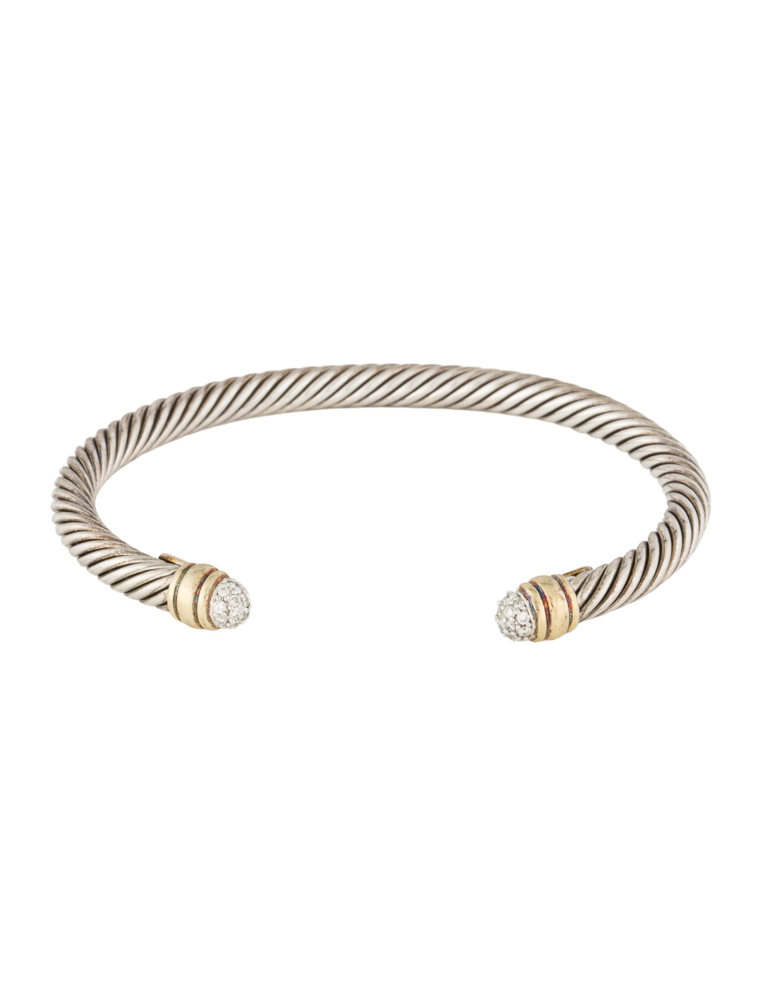 David Yurman Diamond Cable Classic Cuff Bracelet