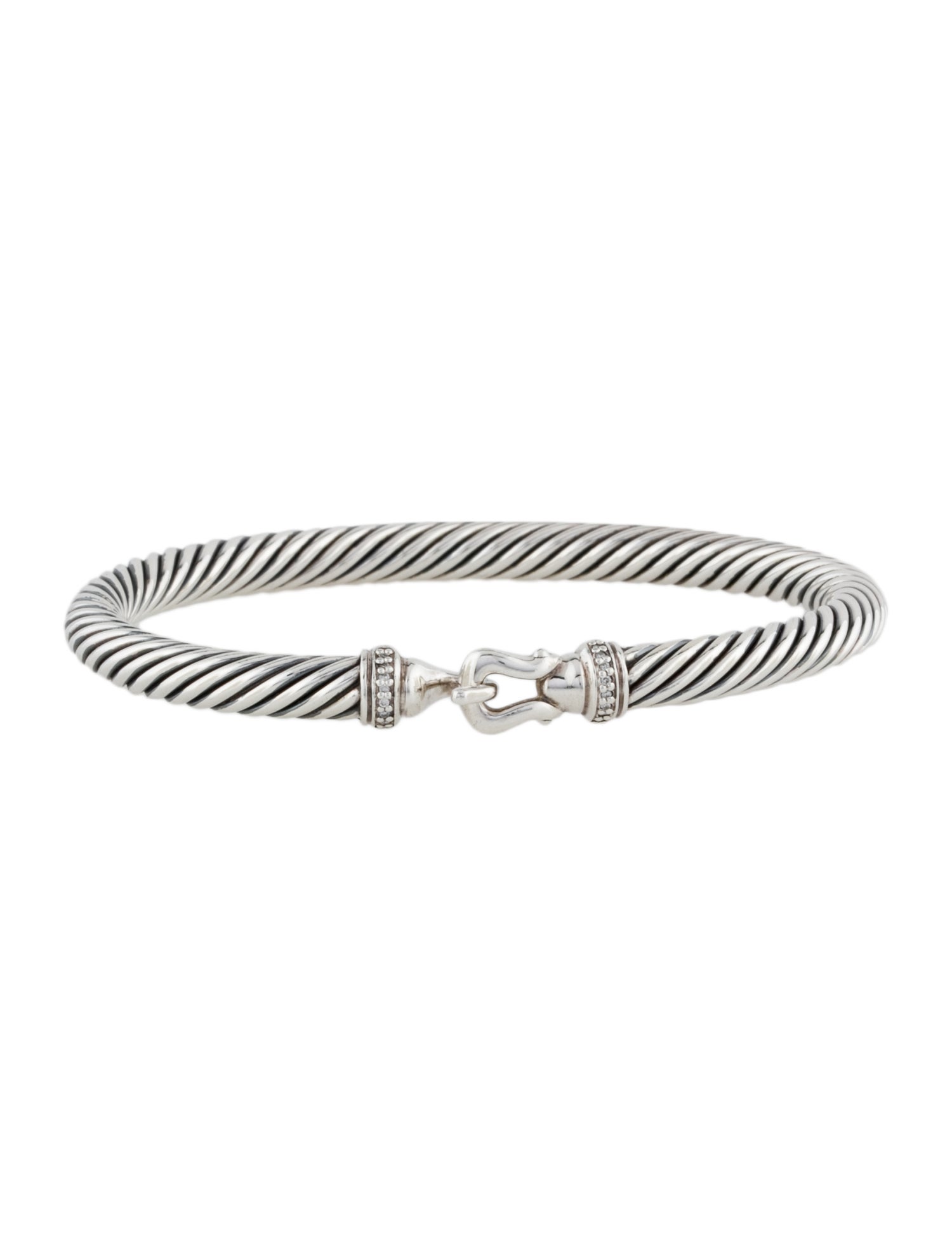 David Yurman Diamond Buckle Classic Cable Bracelet