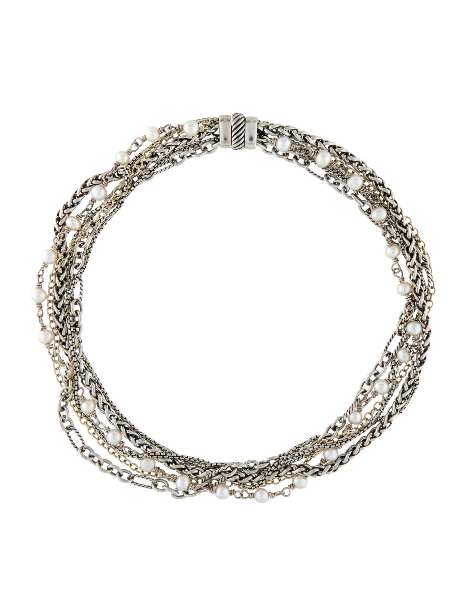 David Yurman Pearl Mixed Chain Collar Necklace