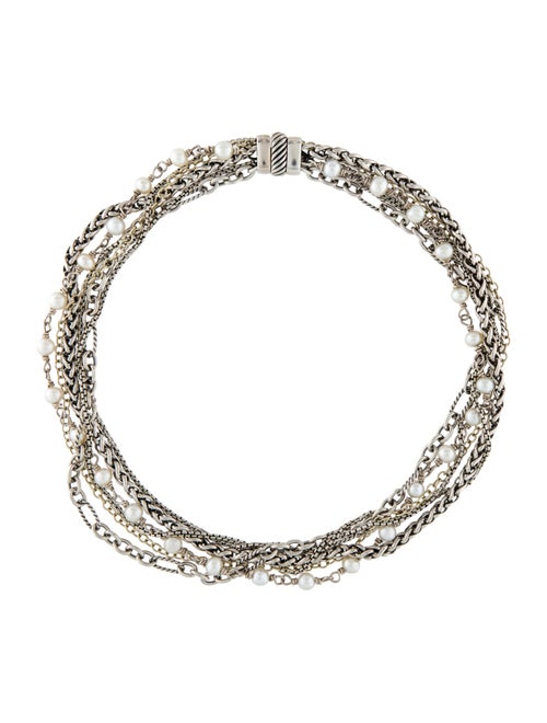 David Yurman Pearl Mixed Chain Collar Necklace
