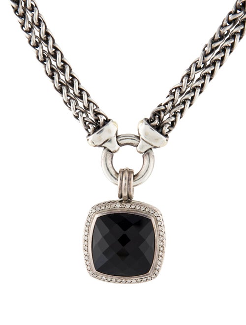 David Yurman Onyx & Diamond Pendant Necklace