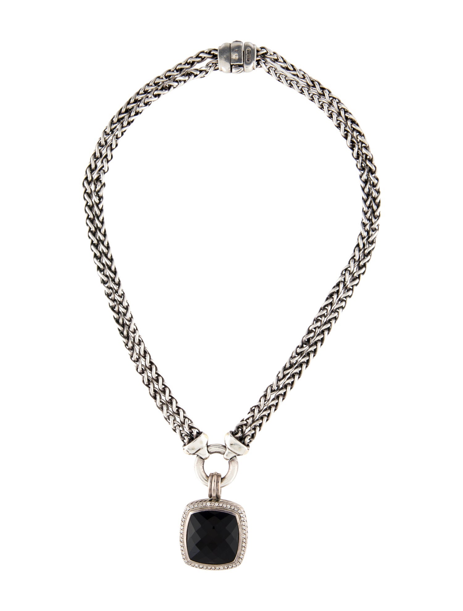 David Yurman Onyx & Diamond Pendant Necklace