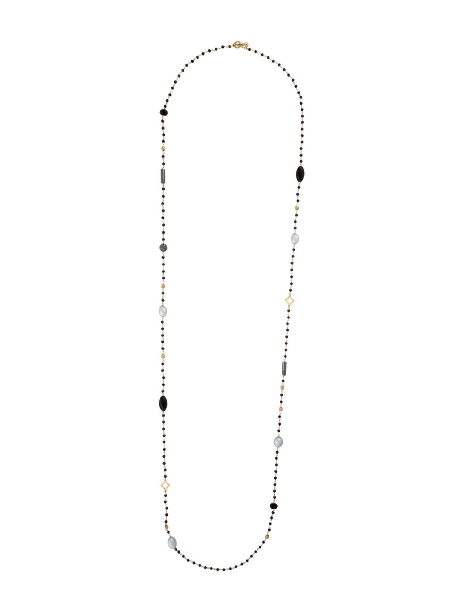 David Yurman 18K Pearl, Spinel, Onyx & Hematine Station Necklace