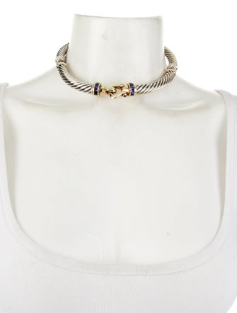 David Yurman Iolite & Tourmaline Two-Tone Buckle Necklace