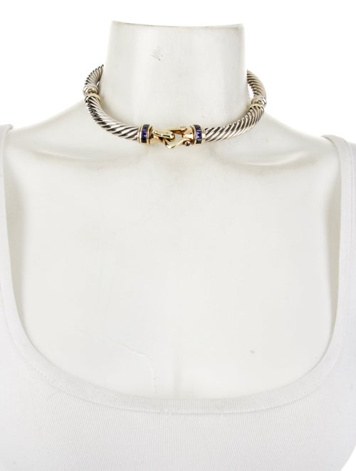 David Yurman Iolite & Tourmaline Two-Tone Buckle Necklace