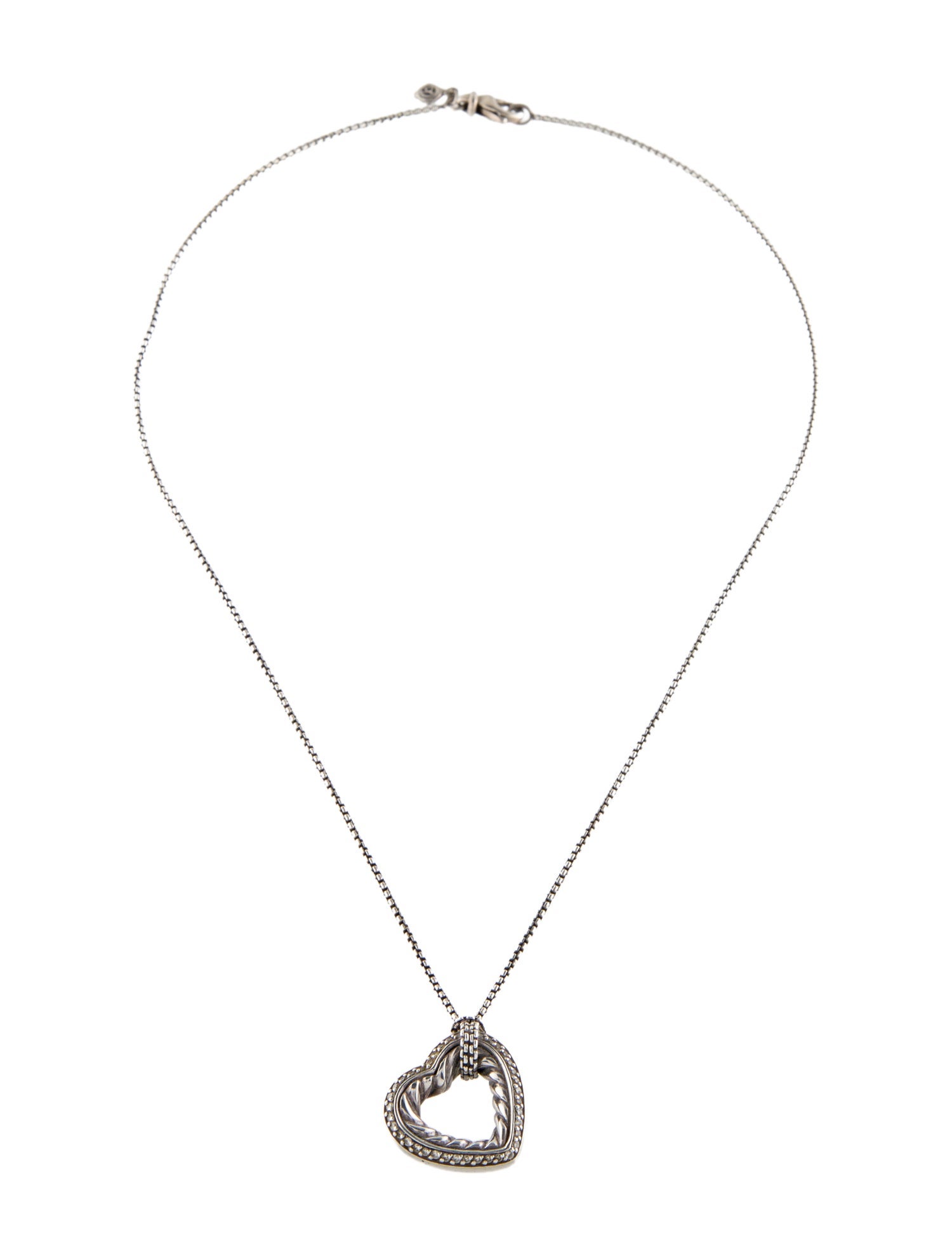 David Yurman Diamond Pavé Cable Heart Pendant Necklace