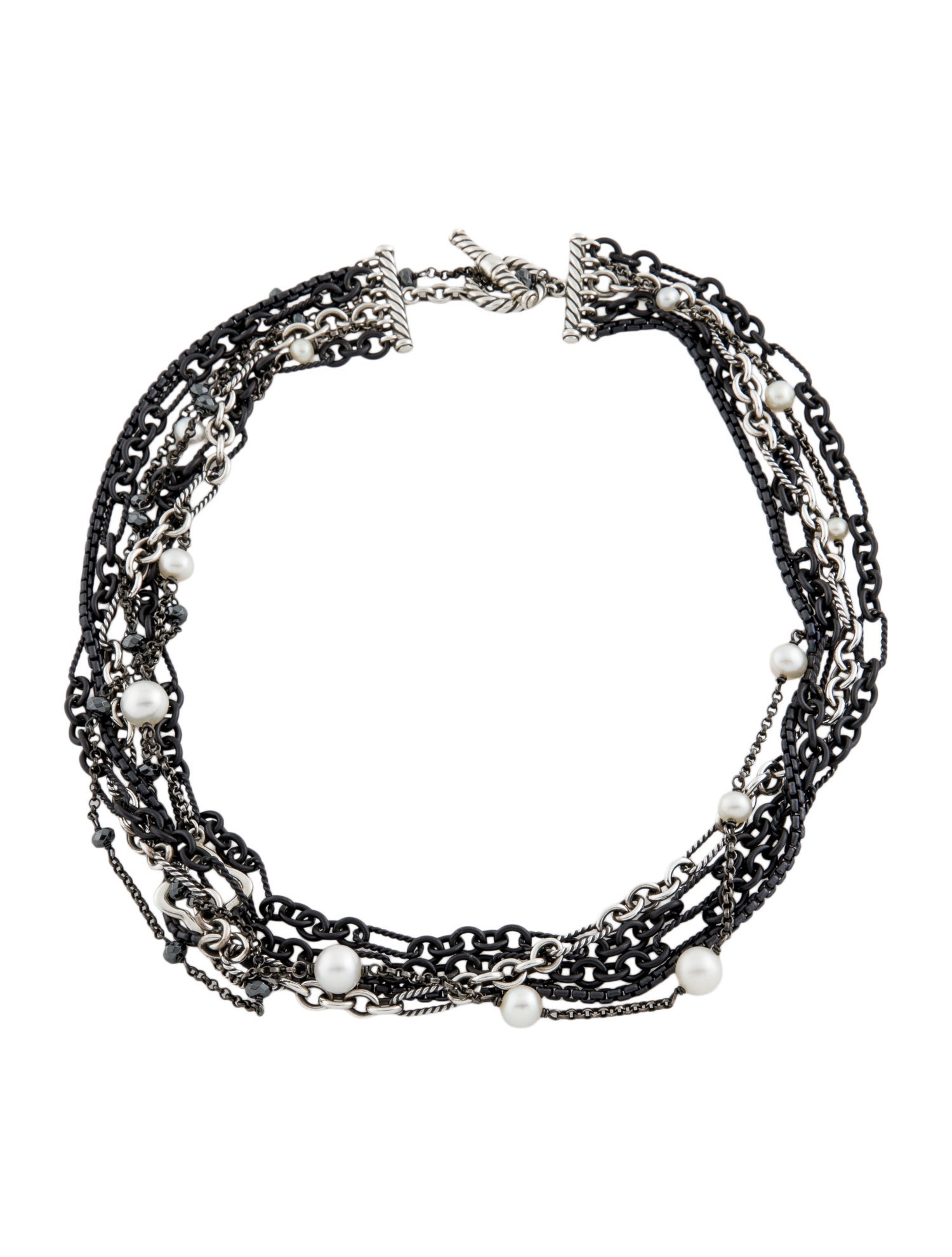 David Yurman Pearl & Hematine Midnight Multi-Strand Necklace
