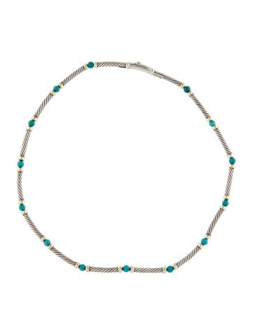 David Yurman Collar Turquoise Cable Station Necklace