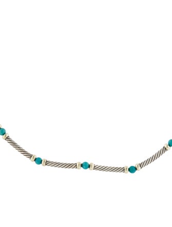 David Yurman Turquoise Cable Station Necklace
