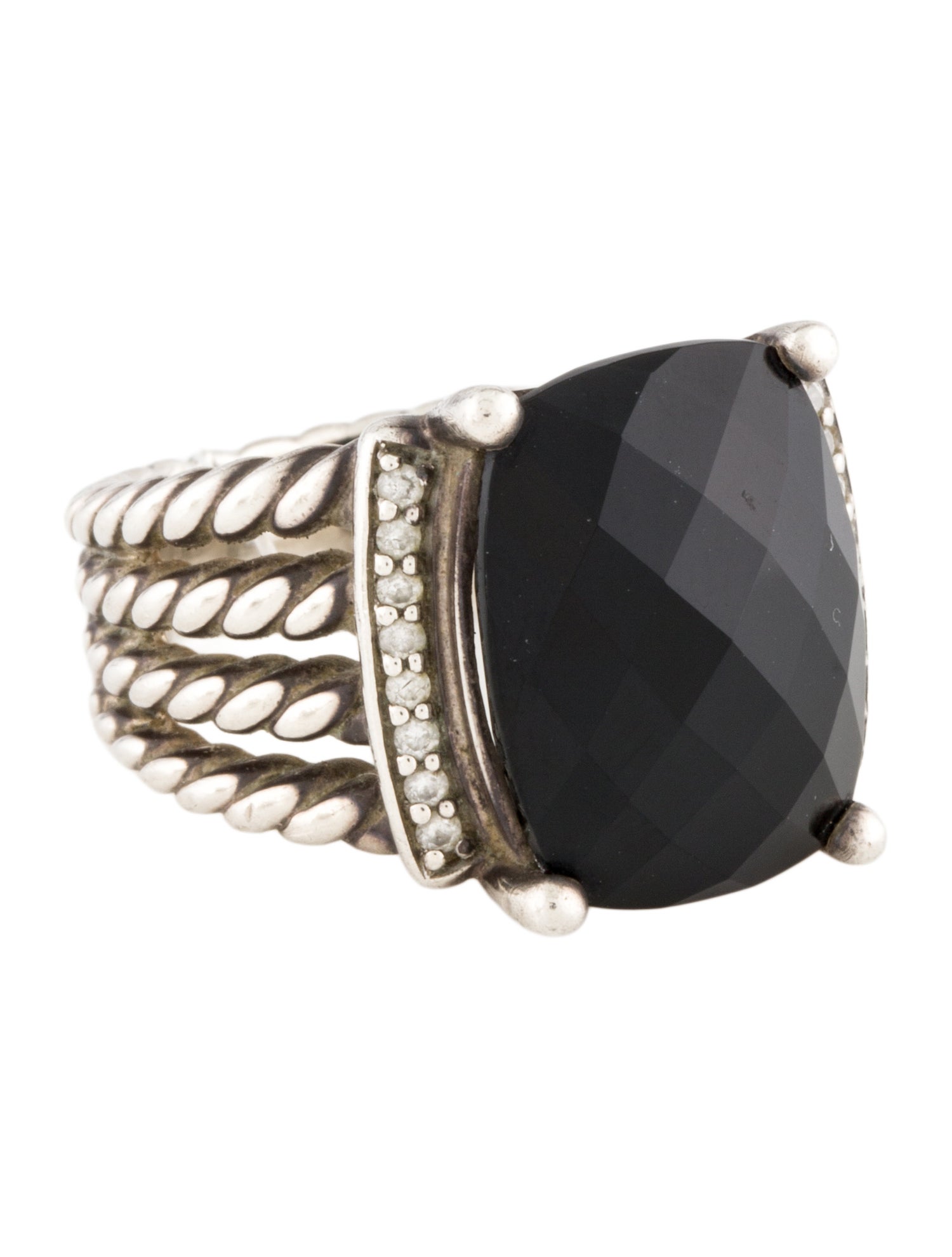David Yurman Onyx & Diamond Wheaton Ring