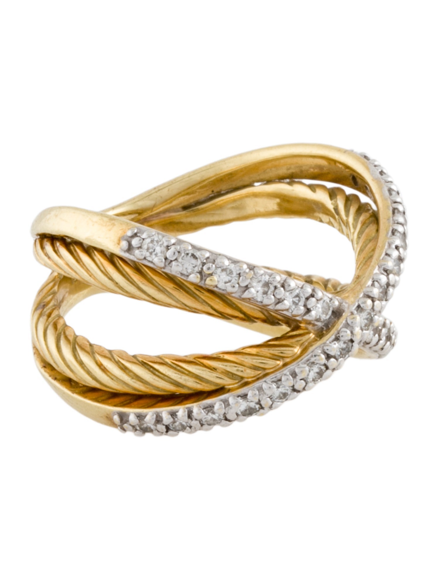 David Yurman 18K Diamond X Crossover Band