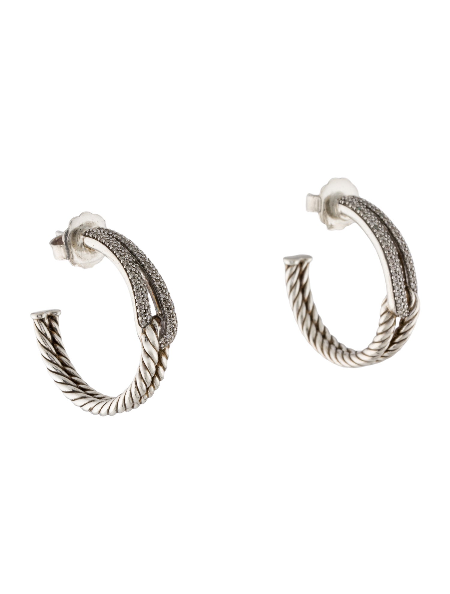 David Yurman Diamond Labyrinth Hoop Earrings