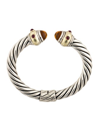 David Yurman Citrine & Ruby Renaissance Hinge Cuff