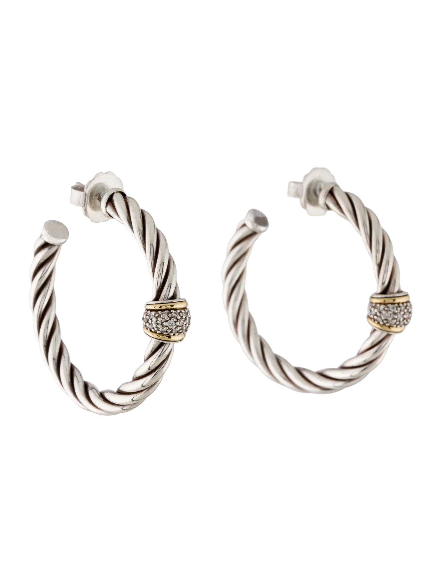 David Yurman Diamond Cable Hoop Earrings