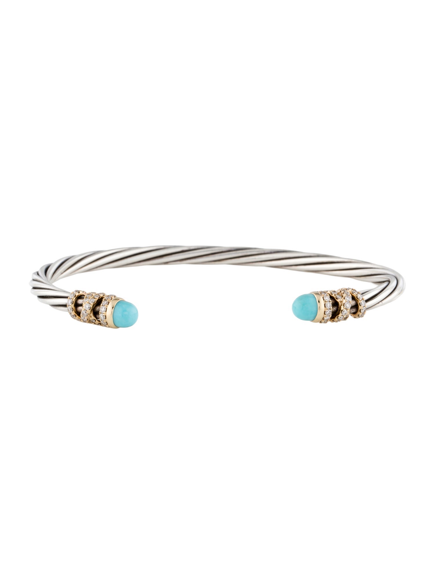 David Yurman Turquoise & Diamond Helena End Station Bracelet