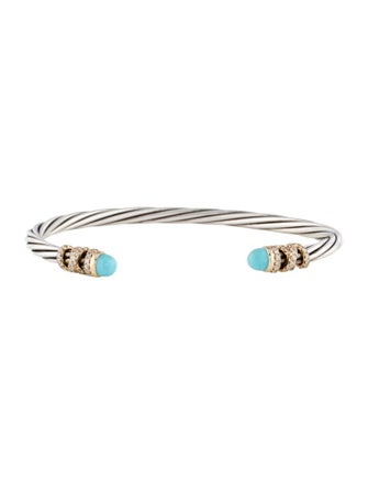 David Yurman Turquoise & Diamond Helena End Station Bracelet