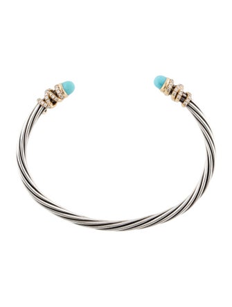 David Yurman Turquoise & Diamond Helena End Station Bracelet