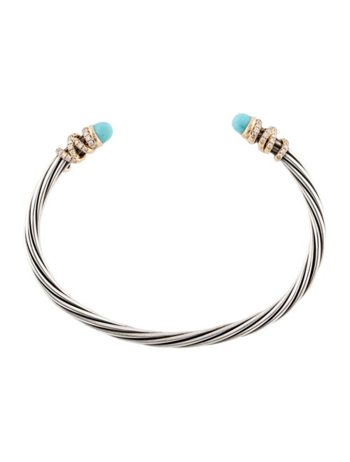 David Yurman Turquoise & Diamond Helena End Station Bracelet