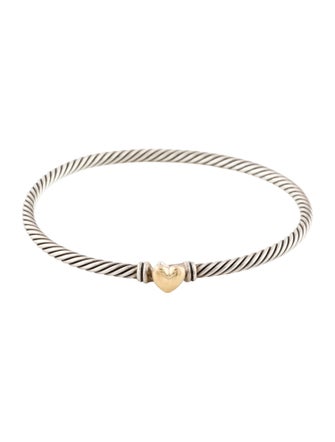 David Yurman Two-Tone Heart Cable Classic Bangle Bracelet