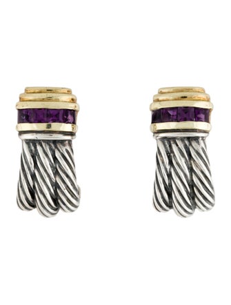 David Yurman Amethyst Triple Cable Shrimp Earclips