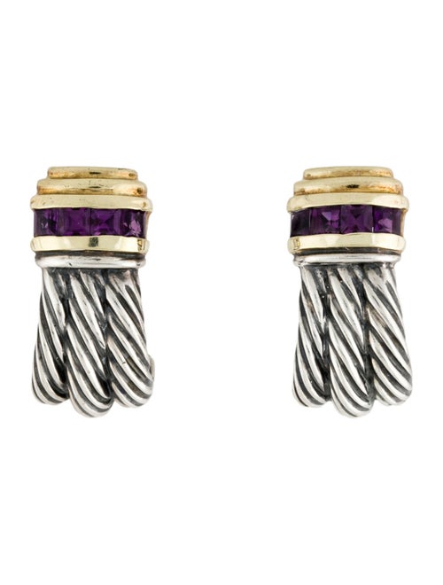 David Yurman Amethyst Triple Cable Shrimp Earclips