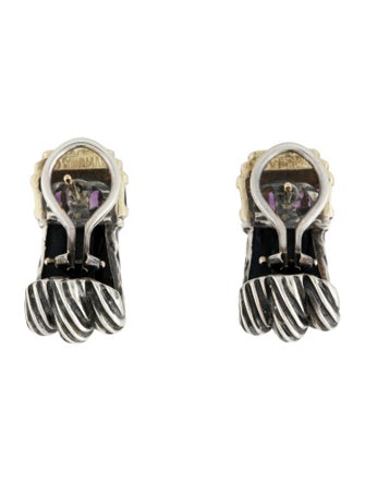 David Yurman Amethyst Triple Cable Shrimp Earclips