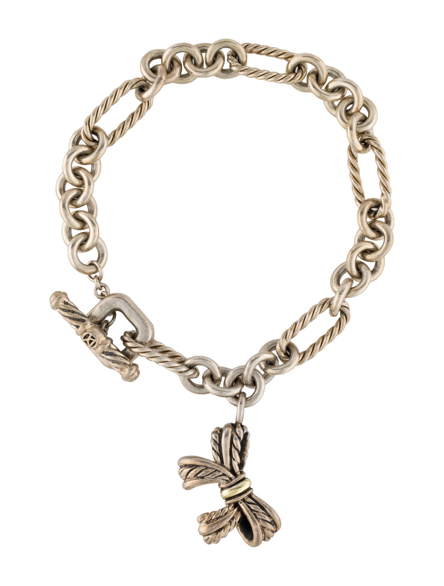 David Yurman Two-Tone Bow Charm Bracelet