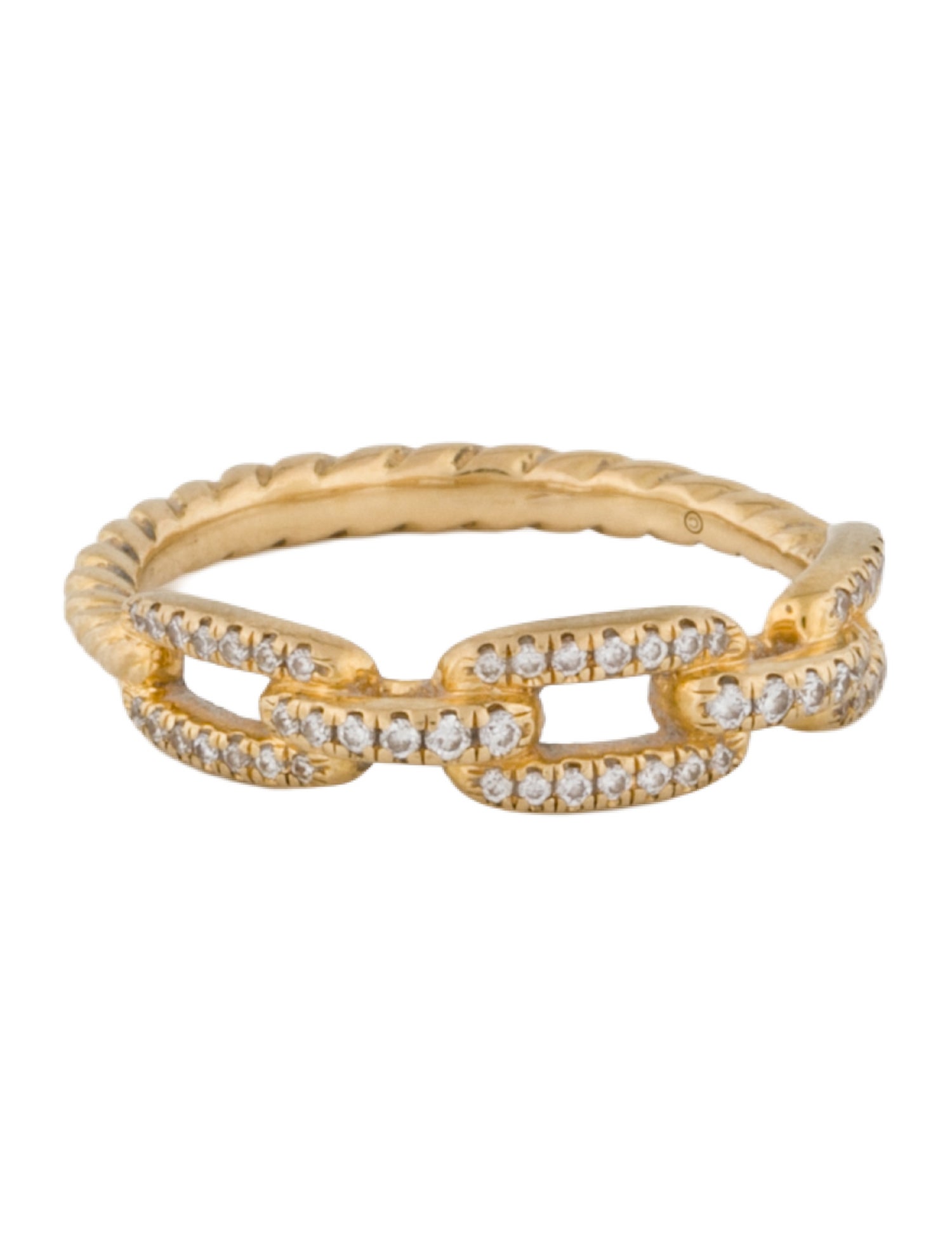 David Yurman 18K Diamond Stax Chain Link Ring