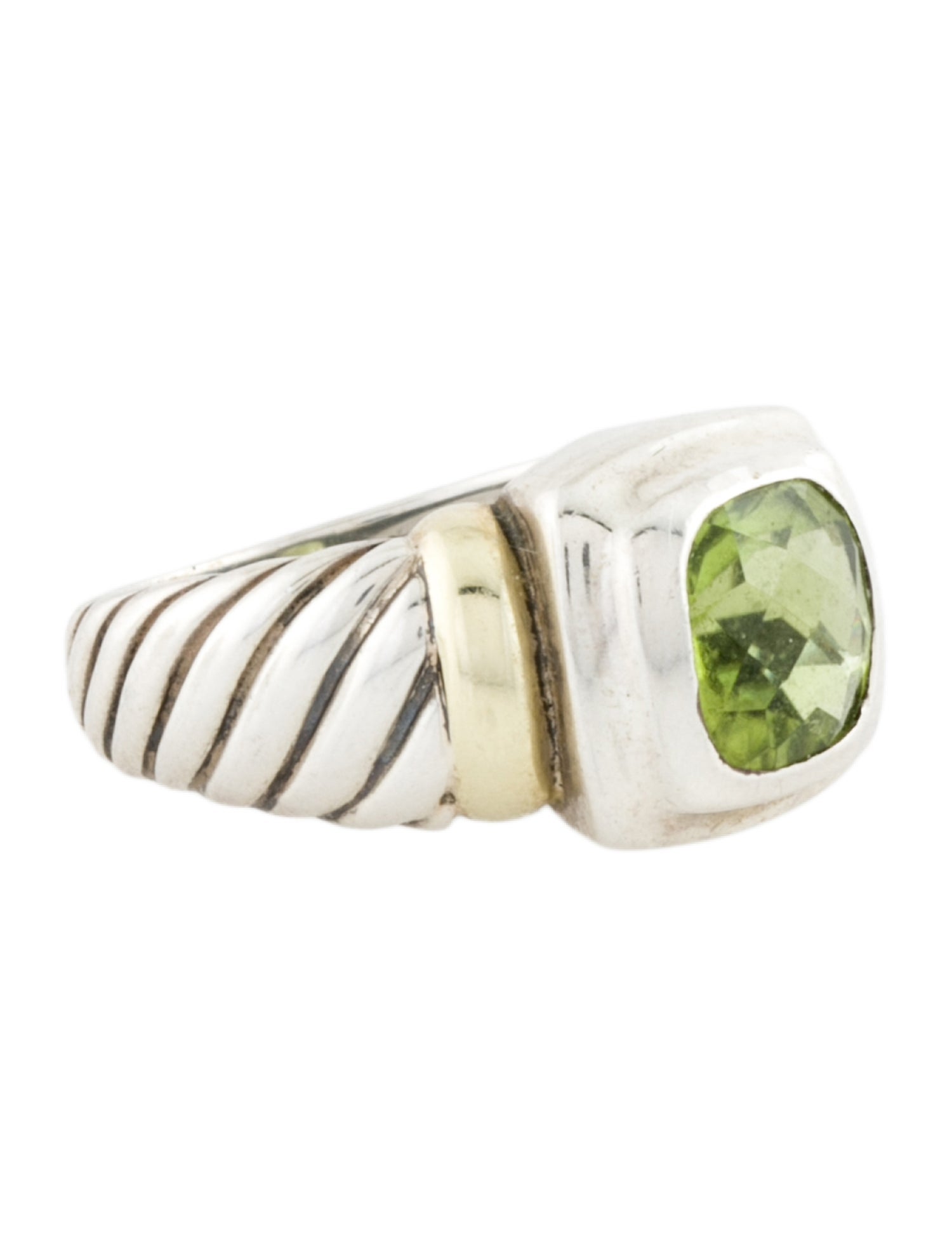 David Yurman Two-Tone Peridot Cable Ring