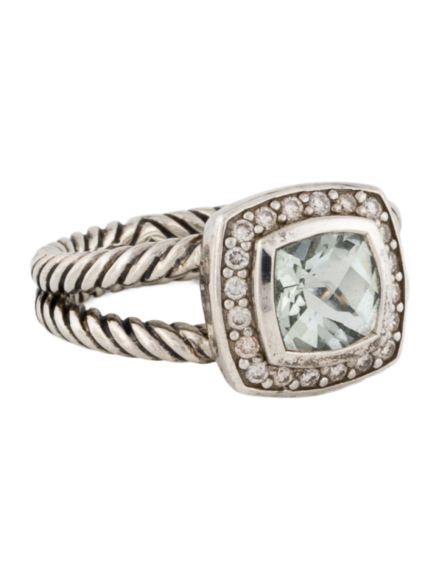 David Yurman Prasiolite & Diamond Petite Albion Ring