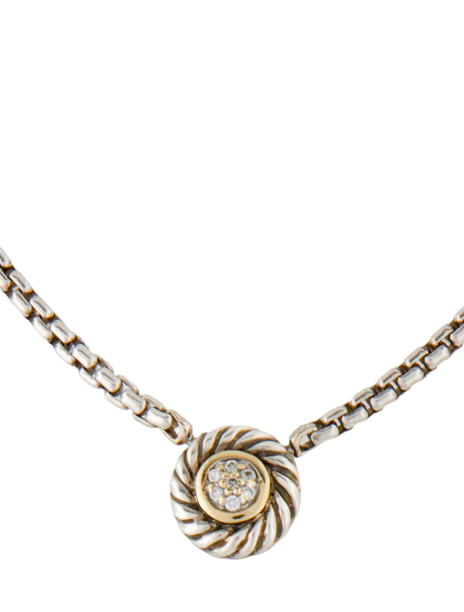 David Yurman Diamond Cookie Pendant Necklace