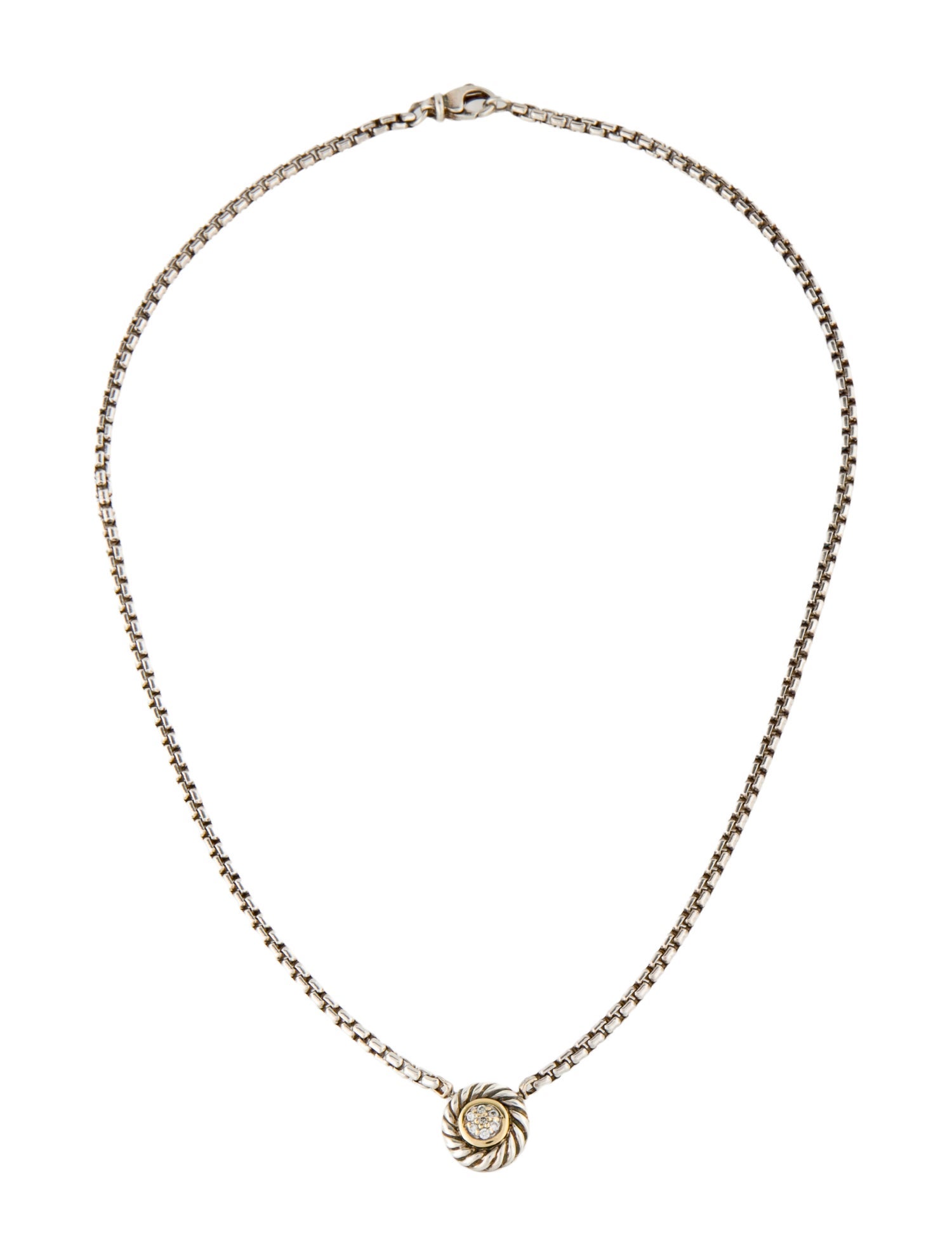David Yurman Diamond Cookie Pendant Necklace