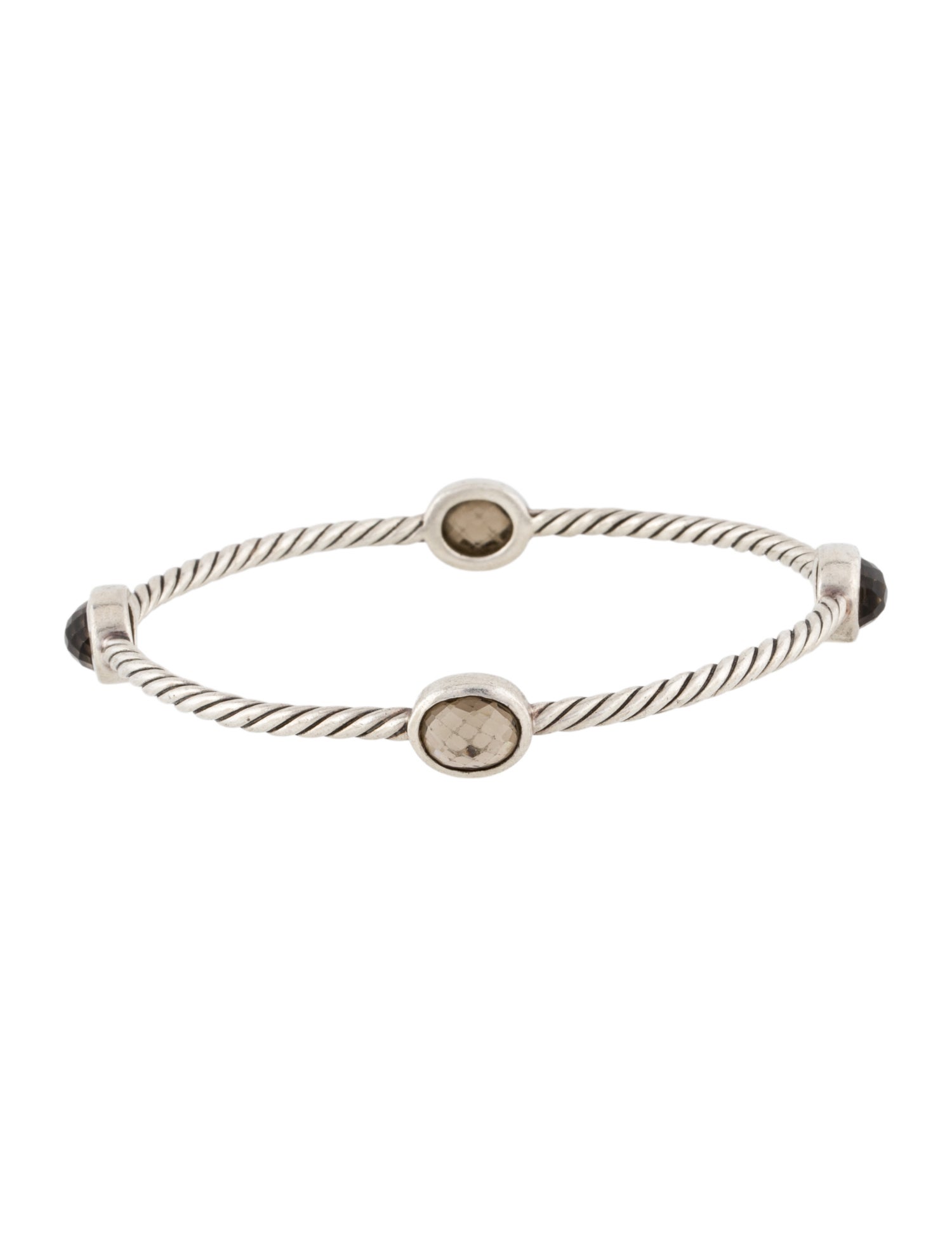 David Yurman Smoky Quartz Cable Bangle Bracelet
